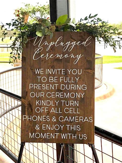 Unplugged Ceremony Sign, Unplugged Wedding Sign, Vertical Wooden Wedding Sign, Rustic Wedding ...