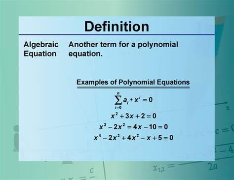 Definition--Equation Concepts--Algebraic Equation | Media4Math