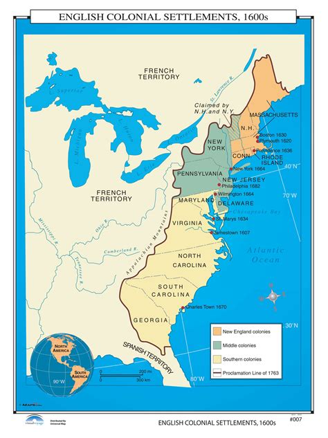 Map Of Colonial America 1600s