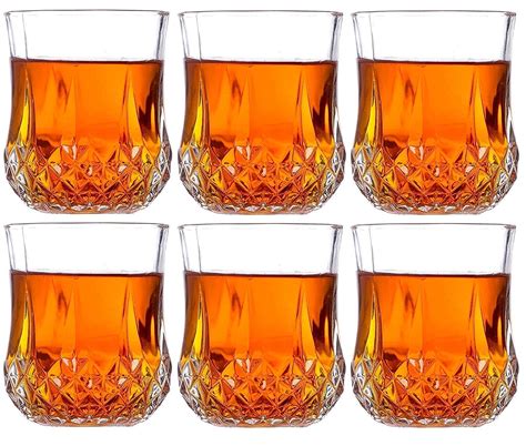DOMINGO HUB Deluxe Lead Free Crystal Whiskey Glasses Diamond Shaped Whiskey Glass, Unique Cool ...