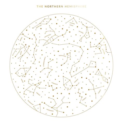 Premium Vector | Northern Hemisphere Sky Map in Vector featuring constellations