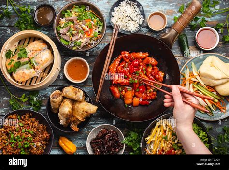 Assorted Chinese dishes Stock Photo - Alamy