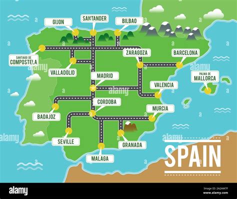 Cartoon Barcelona Spain Map / Cartoon Vector Map Of Spain Bonus Pre ...