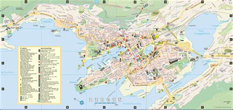 Detailed tourist map of Bergen city with hotels. Bergen city detailed ...