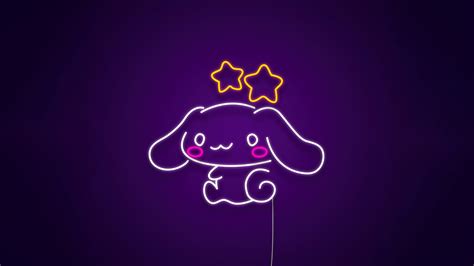 Cinnamoroll Wallpaper 4K, Neon, Purple background