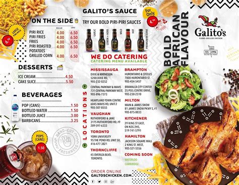 Menu at Galito's York University restaurant, Vaughan, 95 The Pond Rd #50