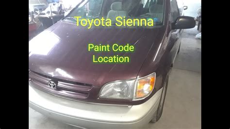 Toyota Sienna Paint Code Location - YouTube