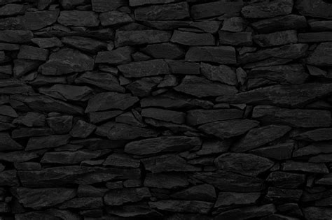 Black Stone Wall Background Rock Texture In Natural Pattern With High ...