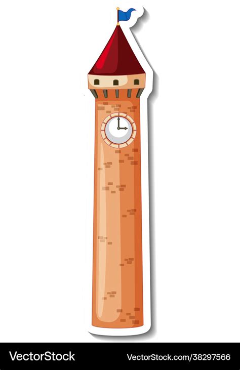 Sticker template with clock tower isolated Vector Image