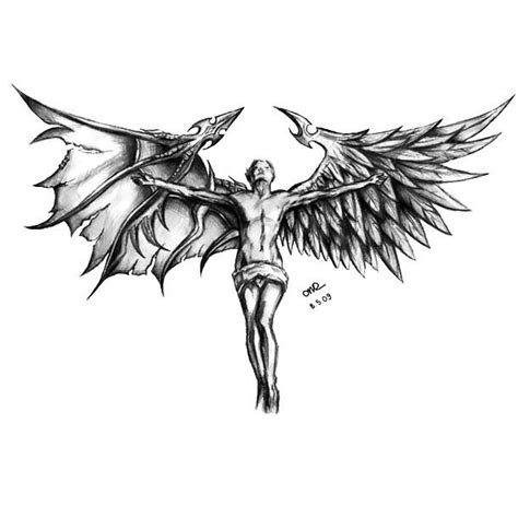 Half Demon Half Angel Tattoo For Men