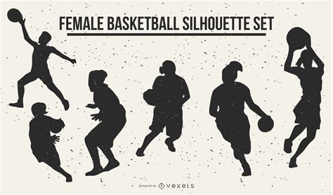 Descarga Vector De Siluetas De Baloncesto Femenino