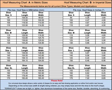 Measuring Chart | Blue Pegasos Horse Shoes