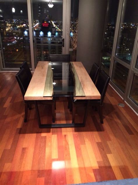 Custom Made Live Edge Wood And Glass Dining Table In Maple Or Black Walnut Unique Dining Tables ...