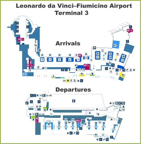 Rome airport terminal 3 map - Fco airport map terminal 3 (Lazio - Italy)