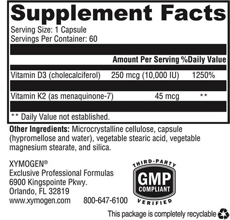 XYMOGEN K2-D3 10000 - Bioavailable Vitamin D3 K2 Supplement for Heart, Arterial, and Bone Health ...