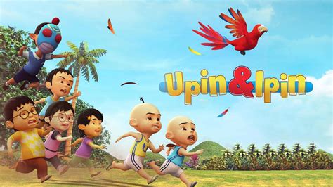 Download Upin Ipin Crew Chasing A Parrot Wallpaper | Wallpapers.com