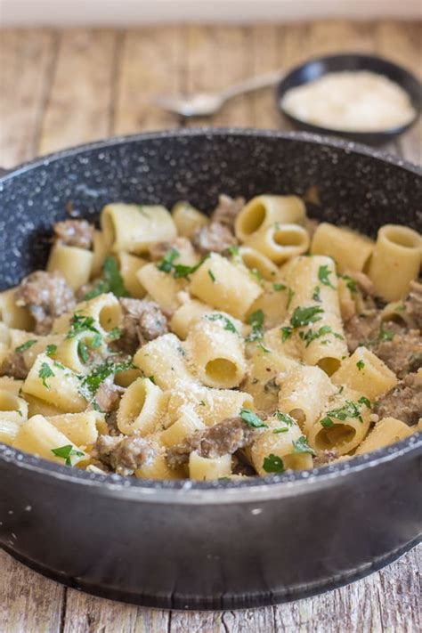 Creamy Pasta Boscaiola with Mushrooms and Sausage Recipe - An Italian in my Kitchen