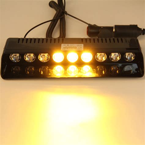 CARCHET Car Warning Lights 9 LED Amber Yellow Emergency Light Vehicle Car Strobe Flash Light ...