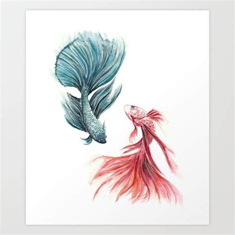 Watercolor Betta Fish Art Print by thehousekat | Society6