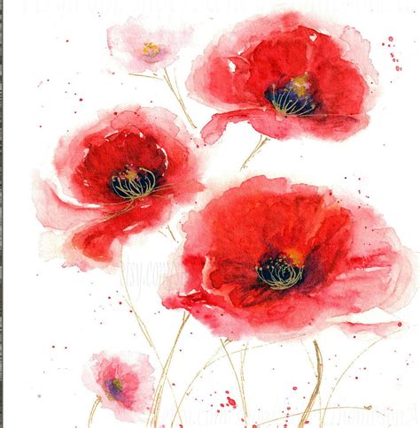 Red Poppy Minimalist Poppy Wall Art Print Watercolor Art - Etsy