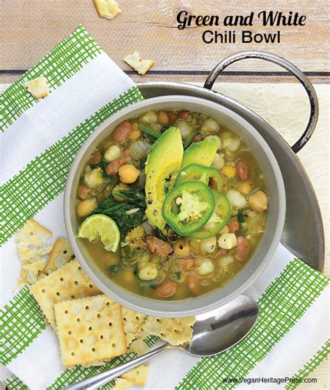 Green and White Chili Bowl | Vegan Heritage Press