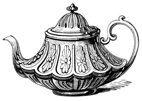 Victorian Tea Pot ~ Free Clip Art - The Old Design Shop