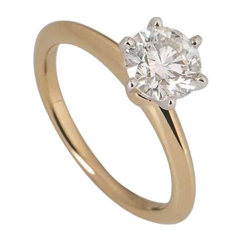 Tiffany and Co. Rose Gold Round Diamond Solitaire Engagement Ring 0.95 ...