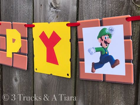 Super Mario Birthday Party Banner Mario Birthday Banner | Etsy