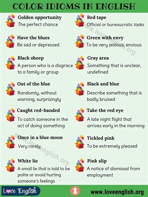 Color Idioms: 29 Awesome Color Idioms to Develop Your English - Love ...