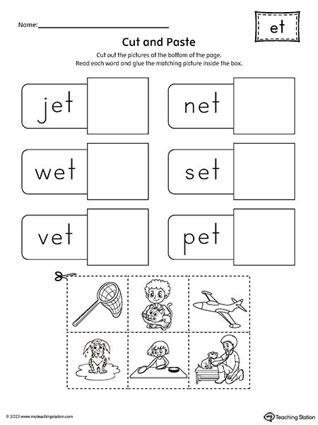 ET Word Family CVC Cut-and-Paste Worksheet | MyTeachingStation.com