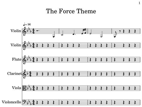 The Force Theme - Sheet music for Violin, Flute, Clarinet, Viola, Cello