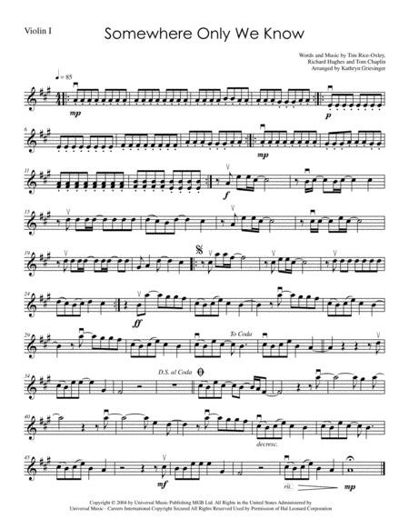 Download Somewhere Only We Know - String Quartet Sheet Music By Keane ...