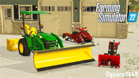 It Snowed! | Plowing Driveway With JD 3046R | FS22 Homeowner - YouTube