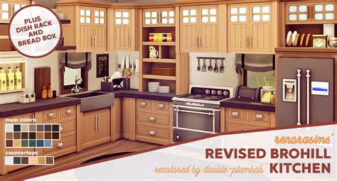 @renorasims‘ Revised BroHill Kitchen Recolor | Sims 4 kitchen, Sims 4 ...