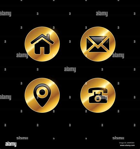 A vector illustration of golden vector icon set golden communication icons mobile-phone envelope ...