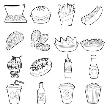 Fast Food Clipart Transparent PNG Hd, Set Of Cute Fast Food Vector Illustration, Fast Food ...