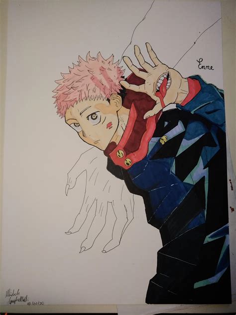 My draw,Jujutsu Kaisen,Itadori (follow me on instagram @__.enne._draw) : r/JuJutsuKaisen