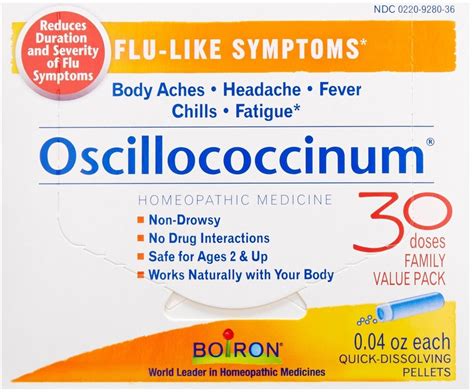 Oscillococcinum Homeopathic for Body Aches, Chills & Fatigue ...