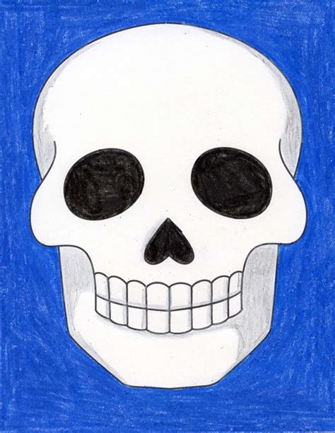 Easy How to Draw a Skull Tutorial and Skull Coloring Page