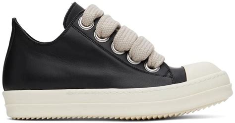 Rick Owens Jumbo Lace Low Sneakers in Black for Men | Lyst