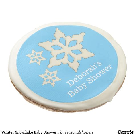 Winter Snowflake Baby Shower Blue Sugar Cookies | Zazzle | Snowflake baby shower, Baby boy ...