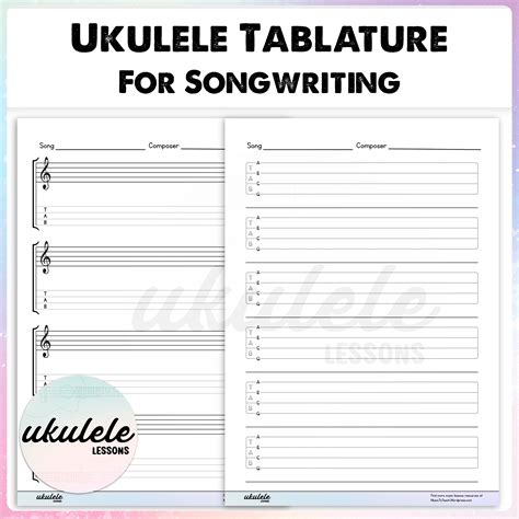 Ukulele TAB Blank Ukulele Tablature Sheets for Songwriting | Made By ...