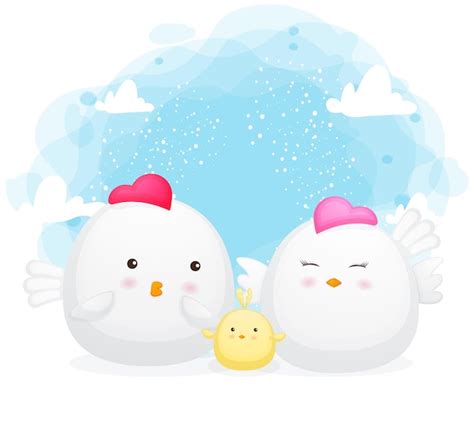 Premium Vector | Cute happy family chicken cartoon