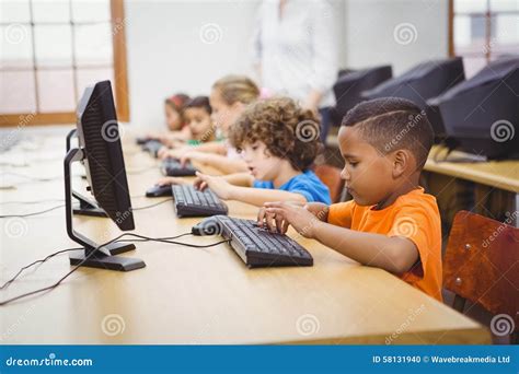 Students Using Computers in the Classroom Stock Photo - Image of early ...