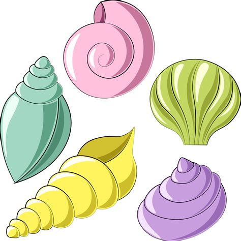 Mini set Seashells. Draw illustration in color 8094734 Vector Art at ...