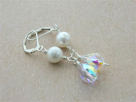 Wedding Earrings Swarovski Beads. Sterling Silver Bridal - Etsy