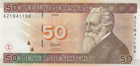 50 Lithuanian Litas banknote 2003 Dr. Jonas Basanavičius Old Stamps ...