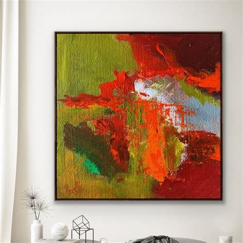 Red Green Abstract Painting - Etsy