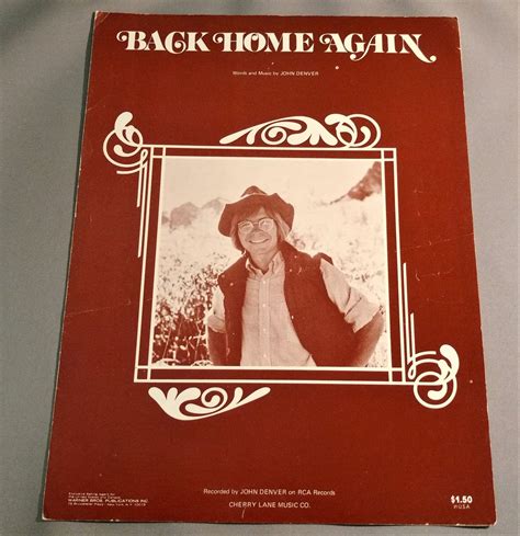 BACK HOME AGAIN Piano Vocal Guitar Sheet Music JOHN DENVER 1974 Cover Photo