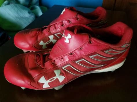 Under Armour Men's Low Red Metal Baseball Cleats [Breathable, Very Good Cond] | eBay